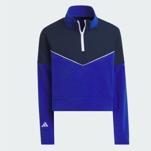 Adidas Quarter Zip Long Sleeve Fleece Crop 1/4 Jacket